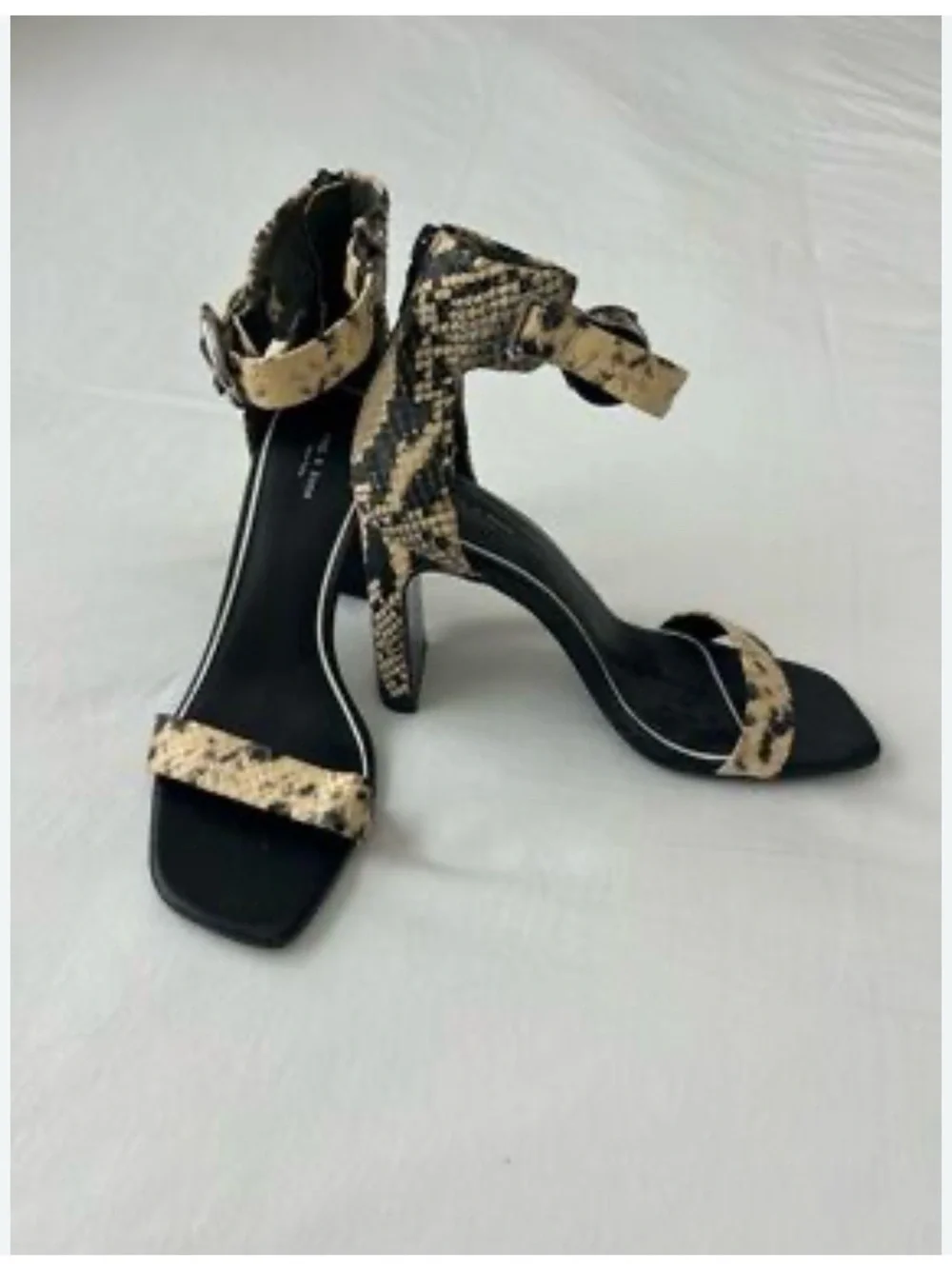 rag & bone Snake-Print Ankle Strap High Heels - Black & Beige